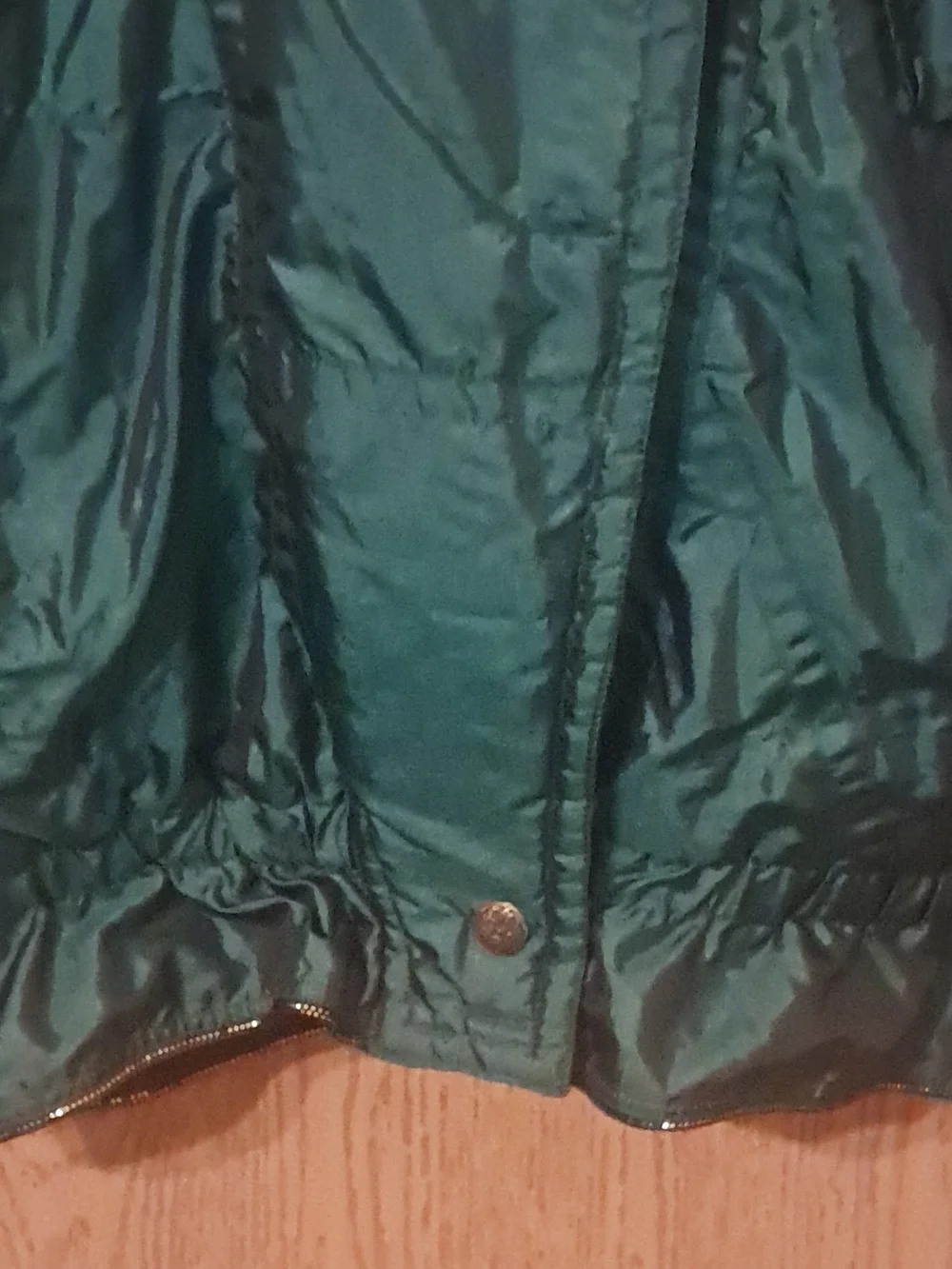 Womens Teal and Dark Brown Puffer Jacket with Contrast Trim Medium